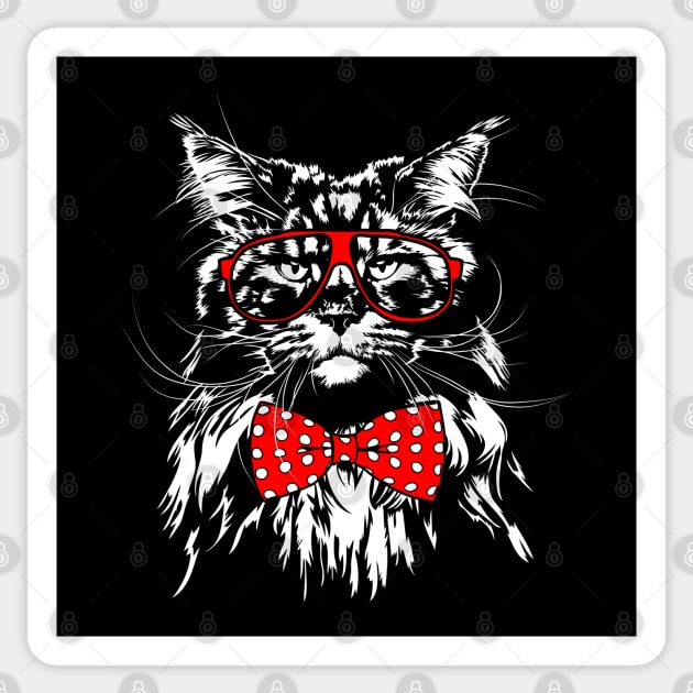 Maine Coon with glasses cool cat Sticker by wilsigns